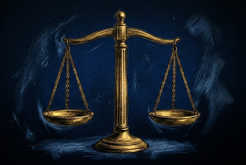 Legal professionals with an interpreter in a courtroom setting